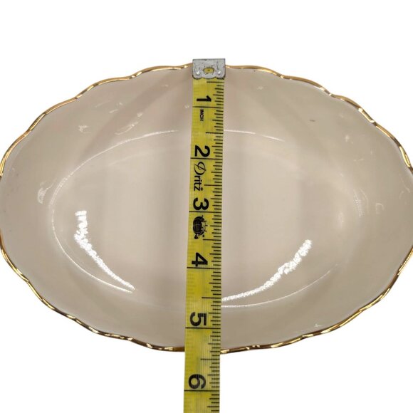 Lenox Classic Lattice Server Bowl Cream Gold Scallop Oval Porcelain Centerpiece - Picture 8 of 11